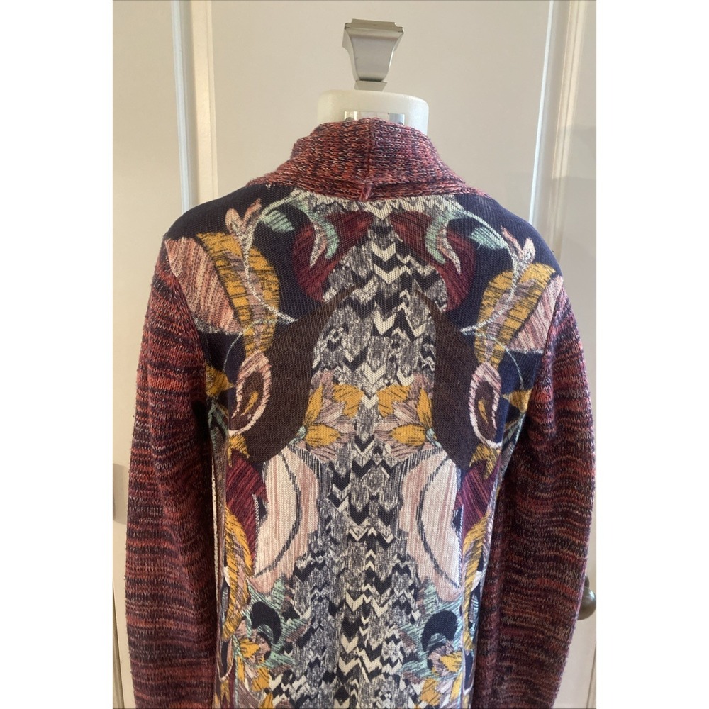 Moth Anthropologie Size Medium Duster Cardigan Sweater Open Long Blue‎ Floral - Picture 5 of 11